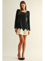 Adelyn Rae Adelyn Rae Robe Maria Taille Basse Ourlet Bouffant Contrasté - Noir/Blanc