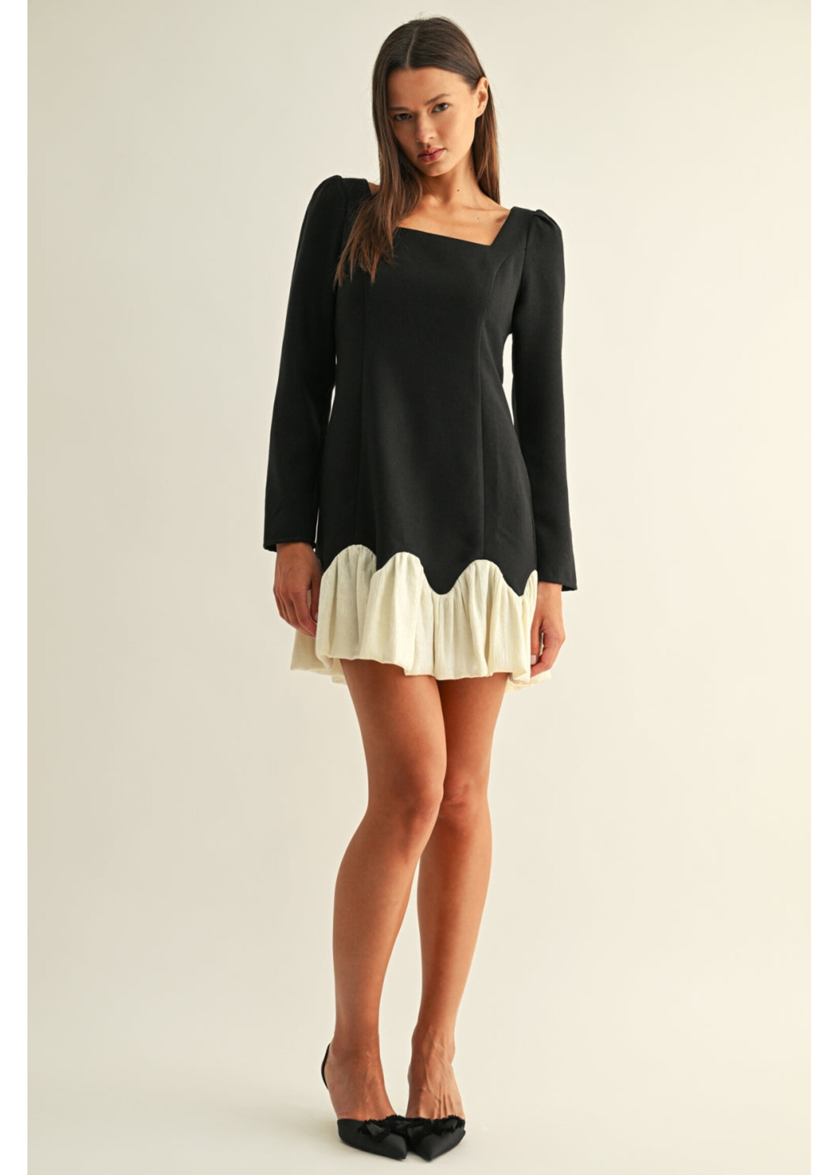 Adelyn Rae Adelyn Rae Robe Maria Taille Basse Ourlet Bouffant Contrasté - Noir/Blanc