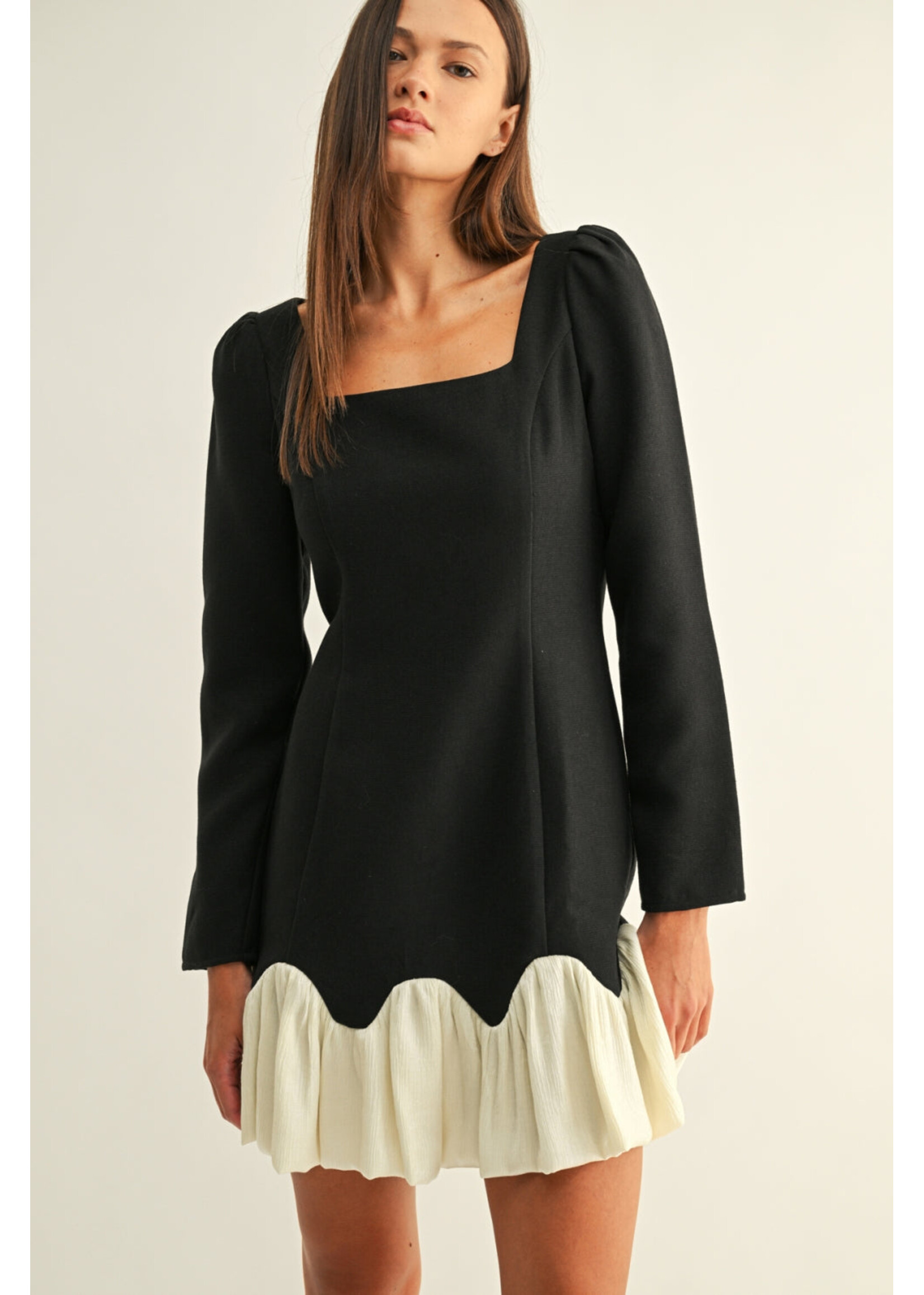 Adelyn Rae Adelyn Rae Robe Maria Taille Basse Ourlet Bouffant Contrasté - Noir/Blanc