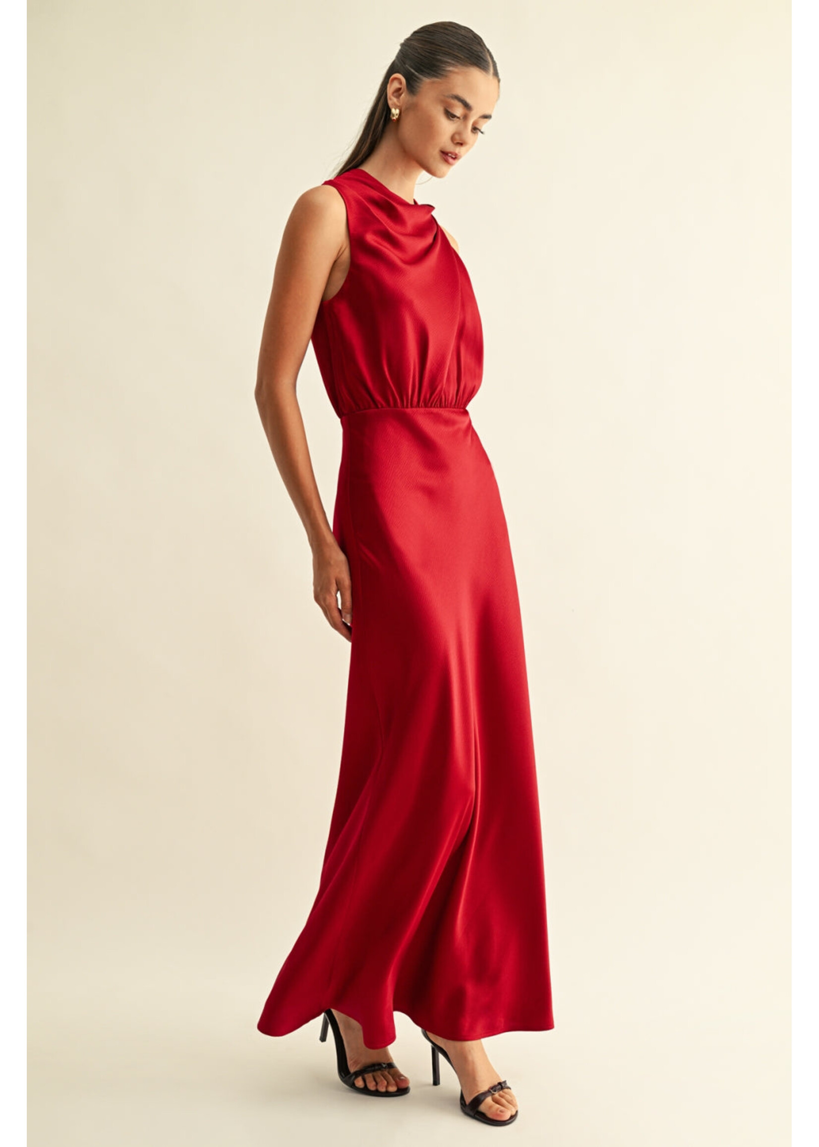 Adelyn Rae Adelyn Raw Kate Cowl Drape Asymmetrical - Maroon