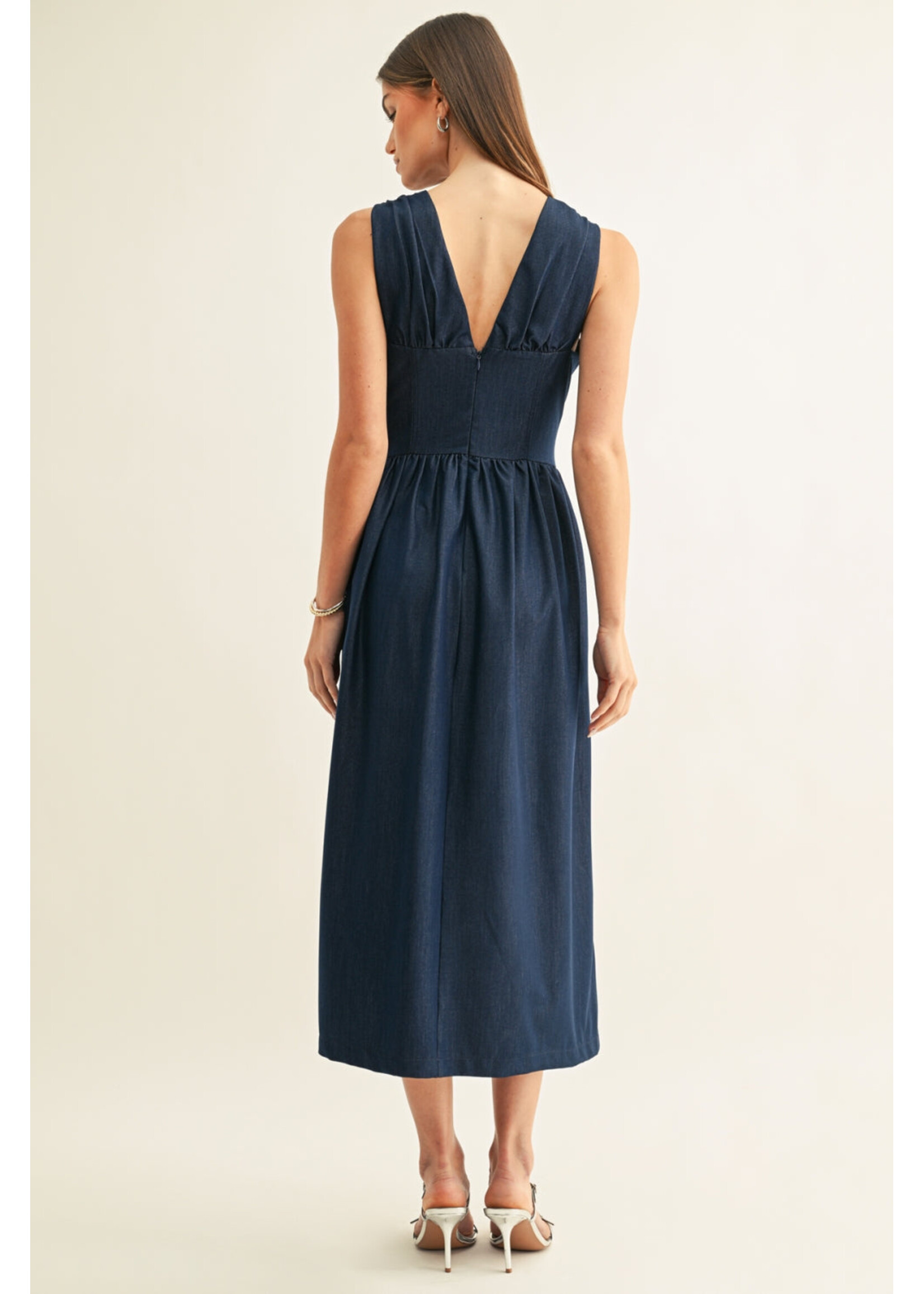 Adelyn Rae Adelyn Rae Robe Sans Manches En Chambray Arabelle - Bleu indigo
