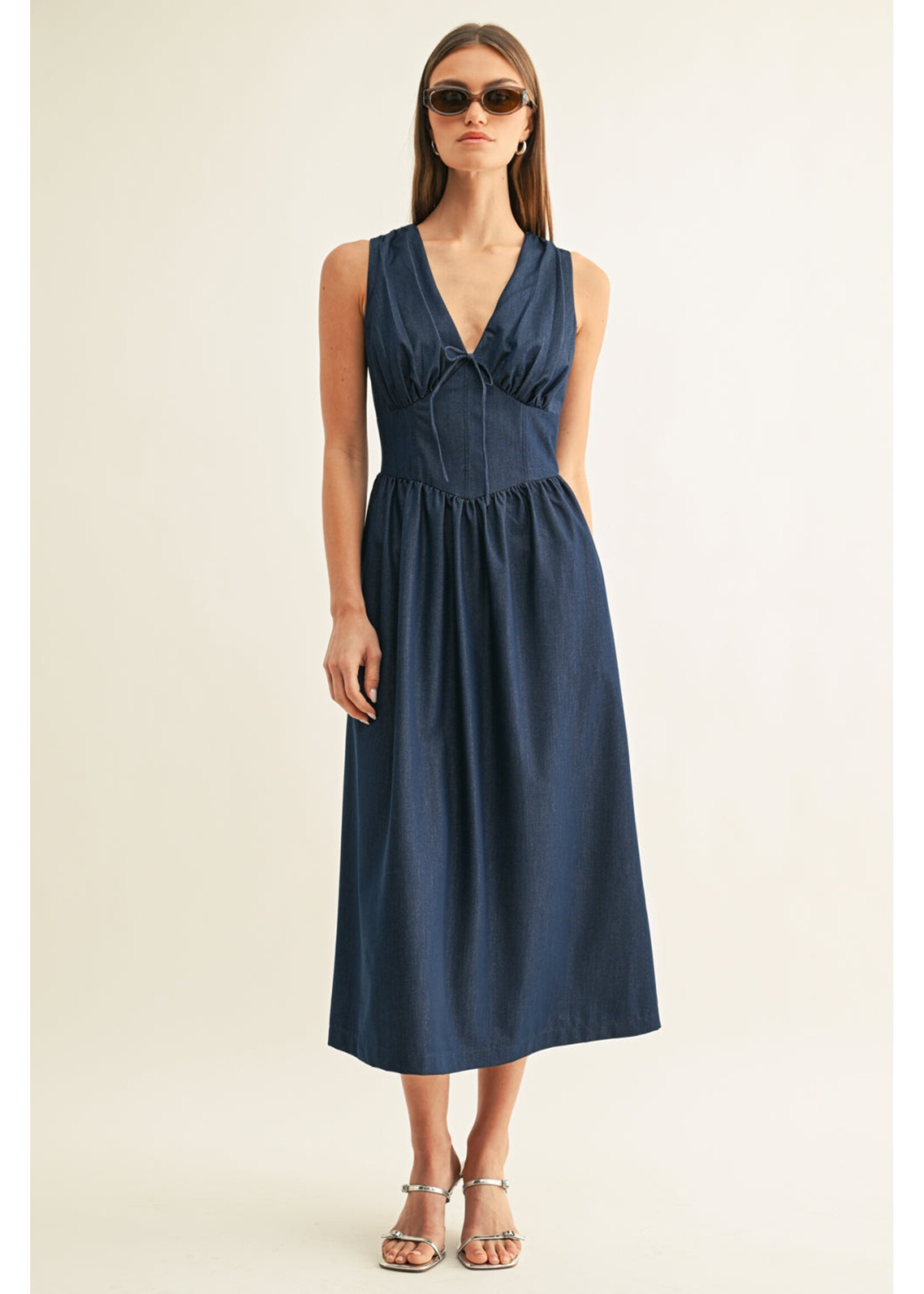 Adelyn Rae Adelyn Rae Robe Sans Manches En Chambray Arabelle - Bleu indigo