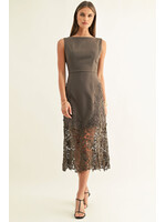 Adelyn Rae Adelyn Rae Robe Midi Sara Détails De Dentelle - Espresso
