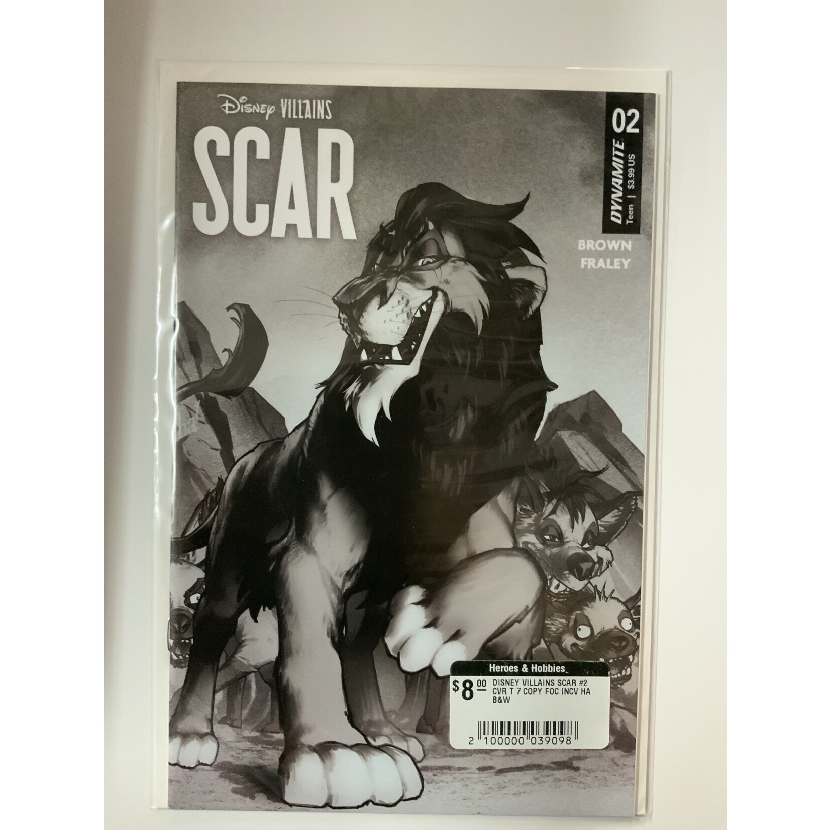 DISNEY VILLAINS SCAR #2 CVR T 7 COPY FOC INCV HA B&W