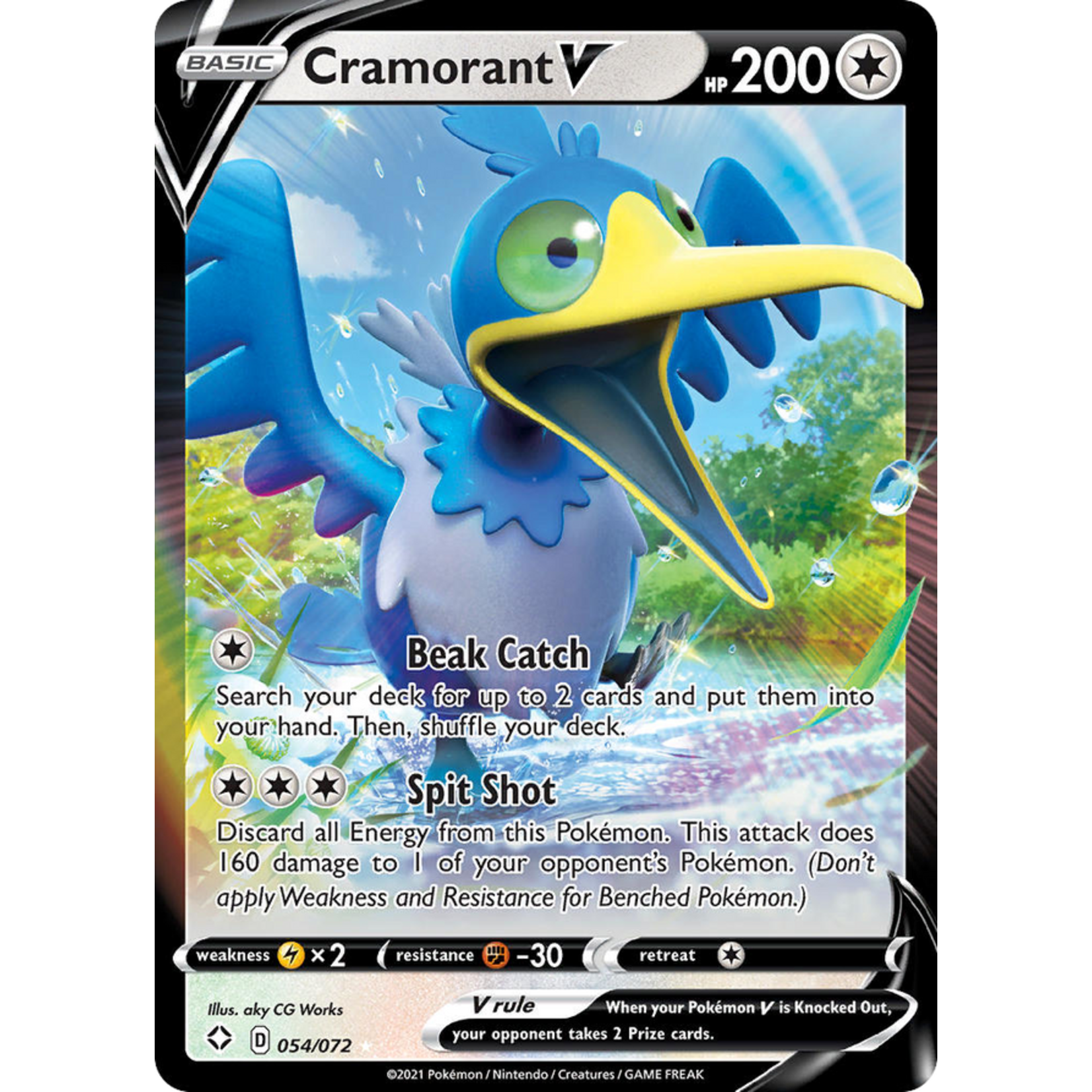 Shining Fates  Cramorant V - 54/72 - Rare Holo V