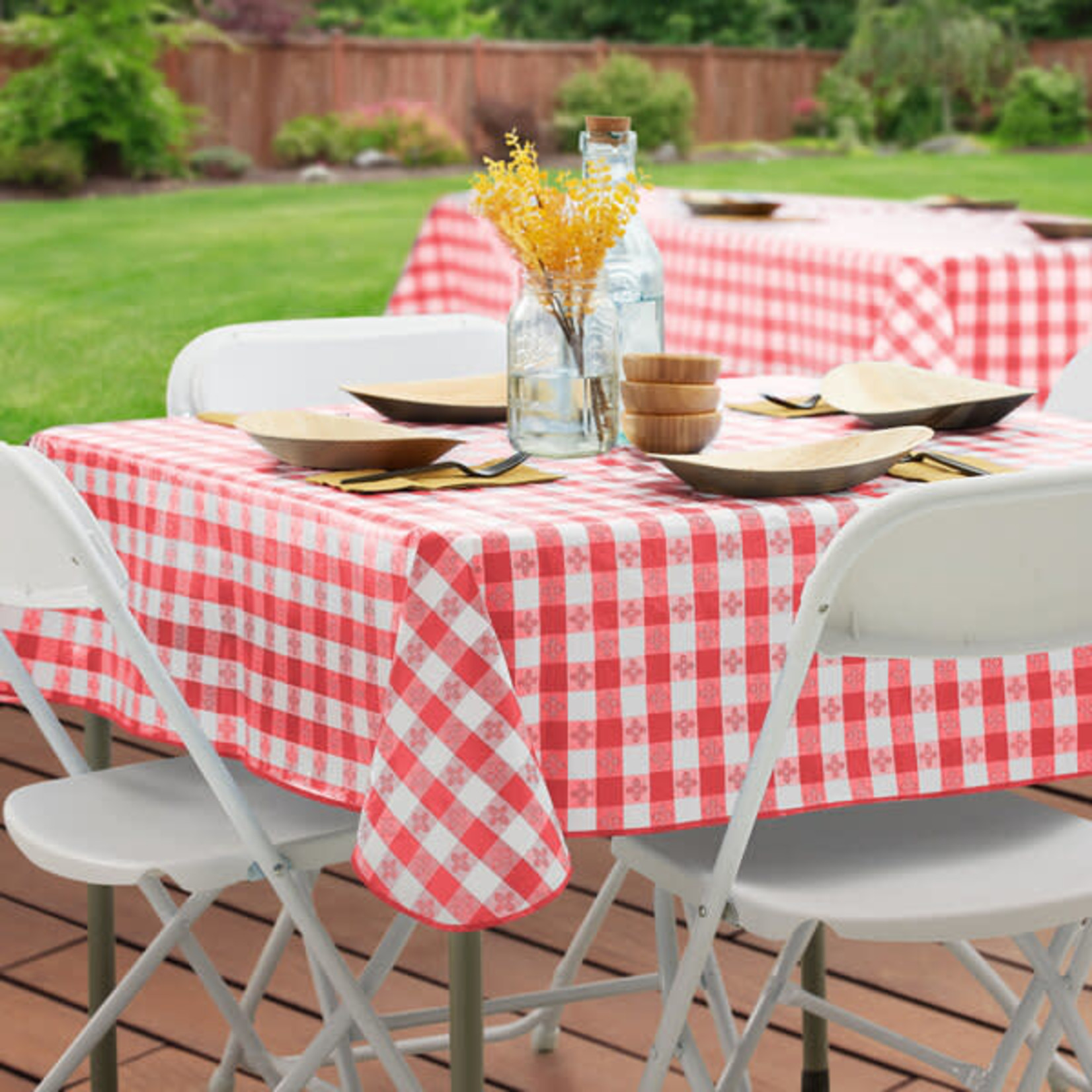 Choice Red Textured Gingham Vinyl, Tablecloth