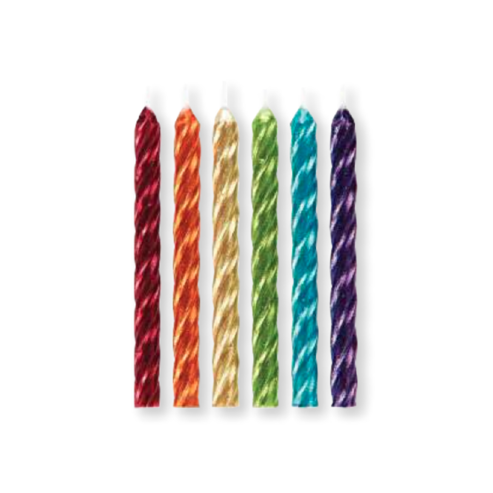 Creative Converting Metallic Rainbow Color Spiral Candle - 24/Pack