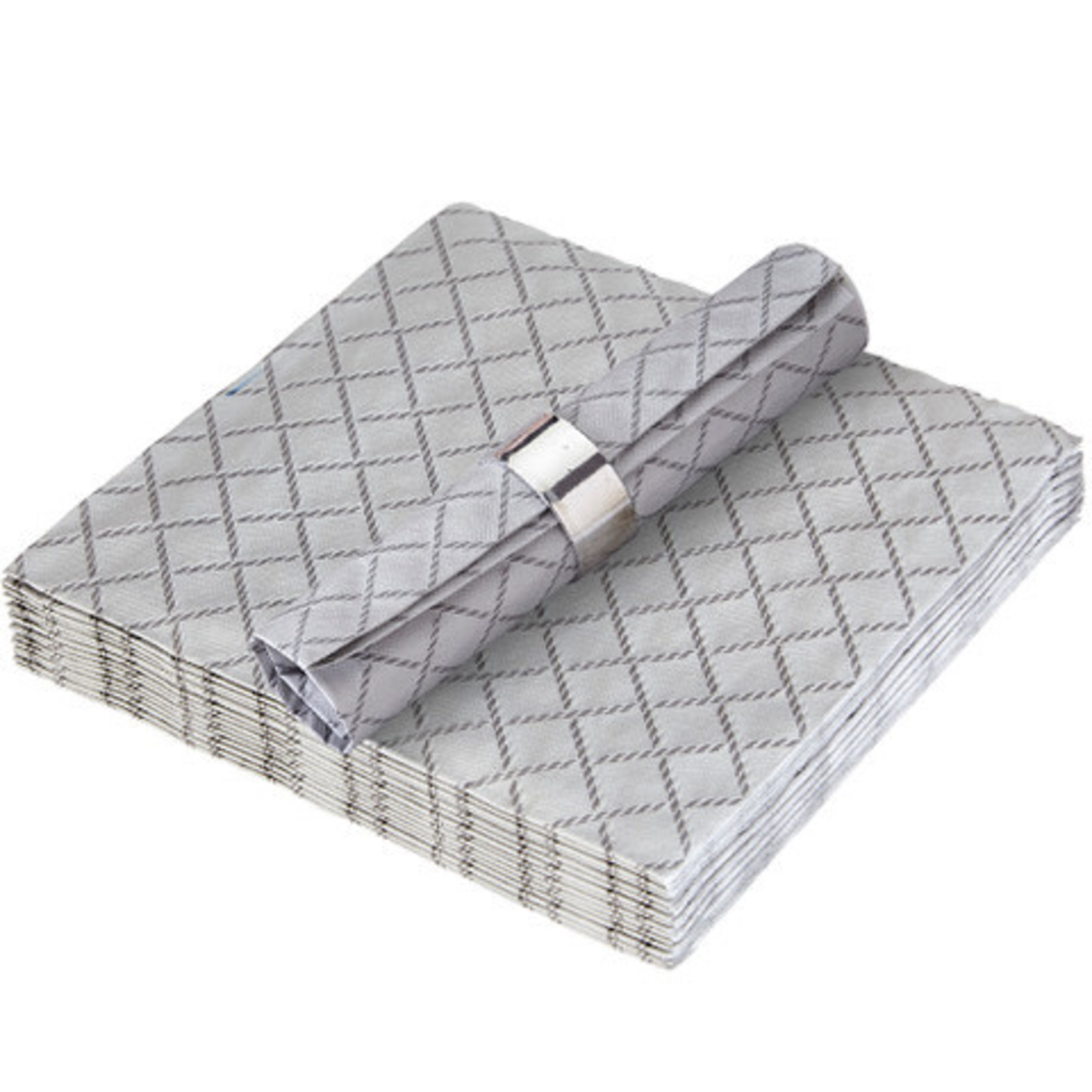 Silverspoons Quilted Silver, Cocktail Napkins - 16/Pack
