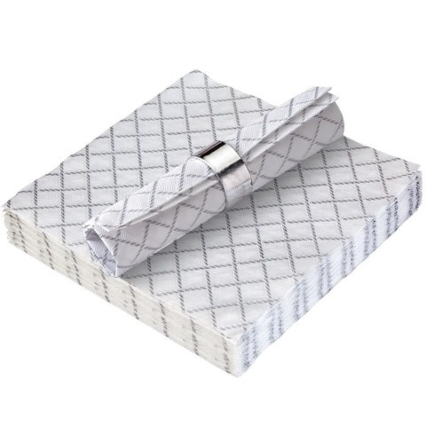 Silverspoons Quilted Silver White, Luncheon Napkins - 16/Pack