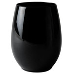 Fineline Stemless Black Plastic Wine Glass 12oz - 6/Pack