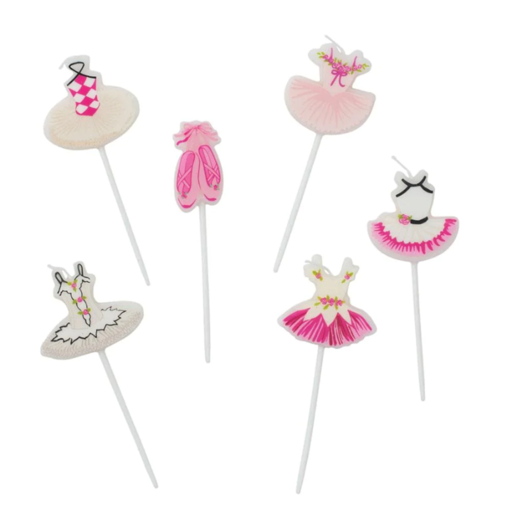 Caspari Tutus Die-Cut Candles - 6/Pack