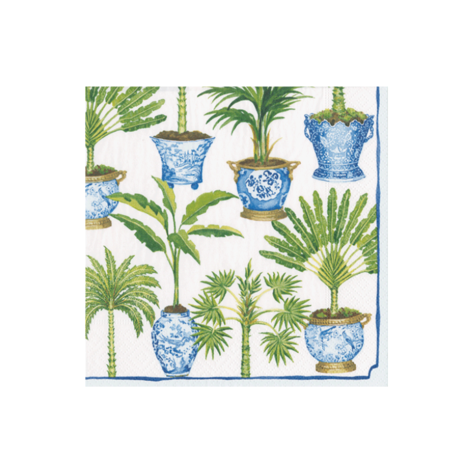 Caspari White Potted Palms, Cocktail Napkin - 20/Pack