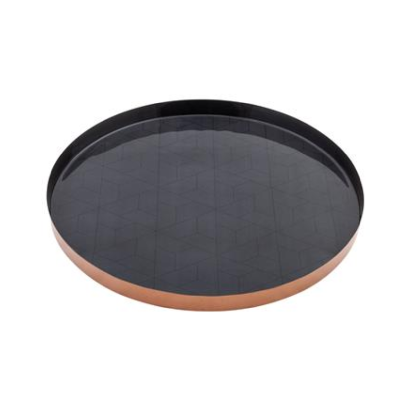 Karma Round Enamel Tray, Charcoal