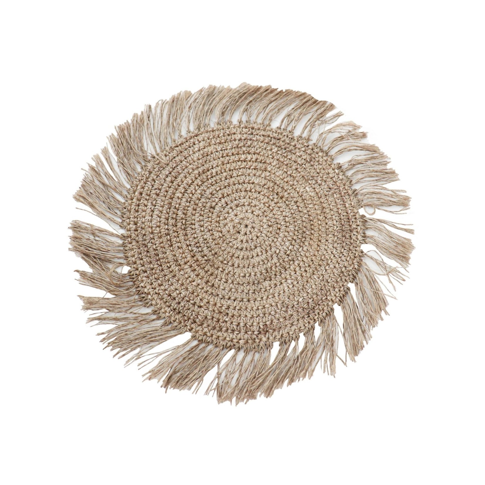 Klatso Fique Fringe Placemat, Tan