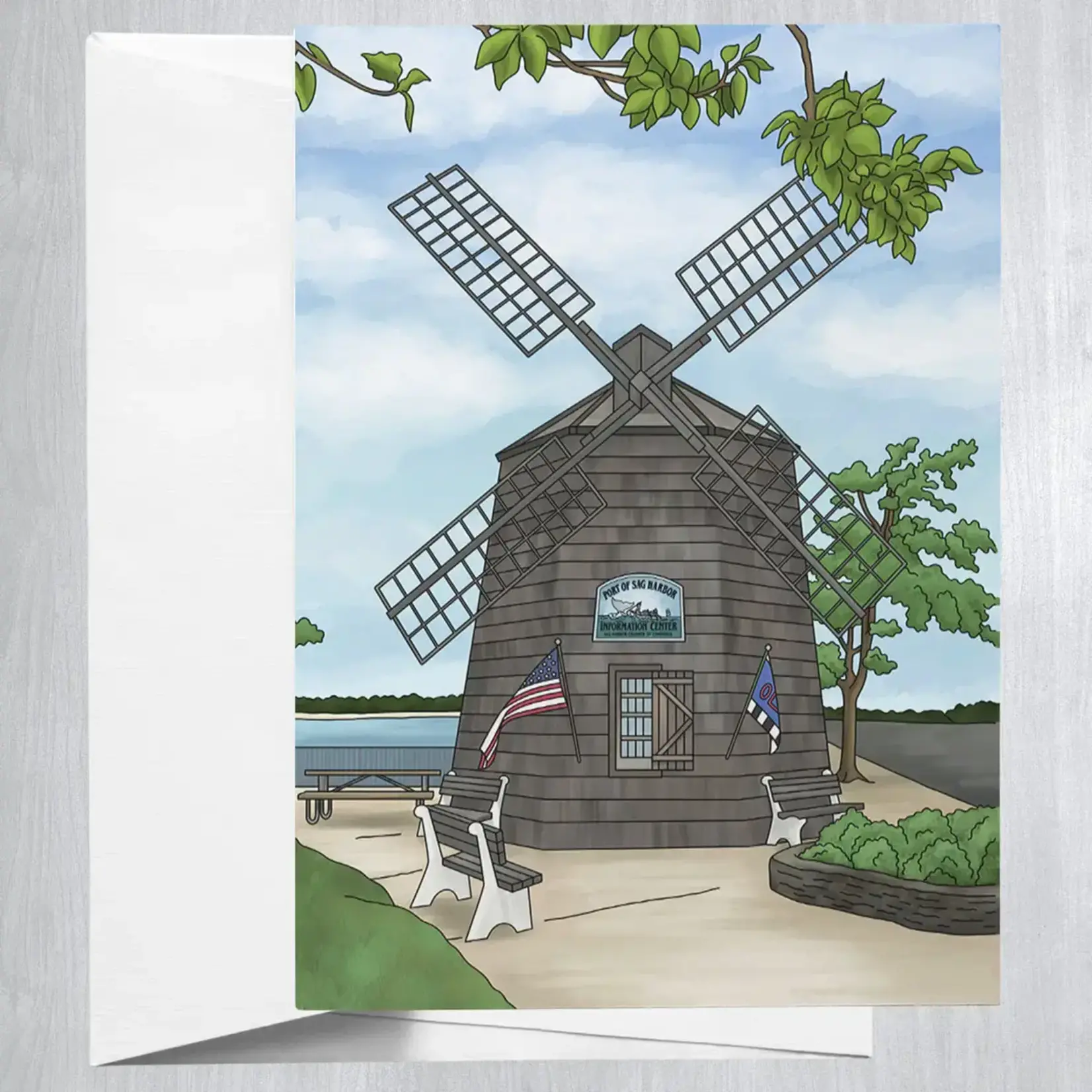 Color Our Town Notecard - Sag Harbor Windmill