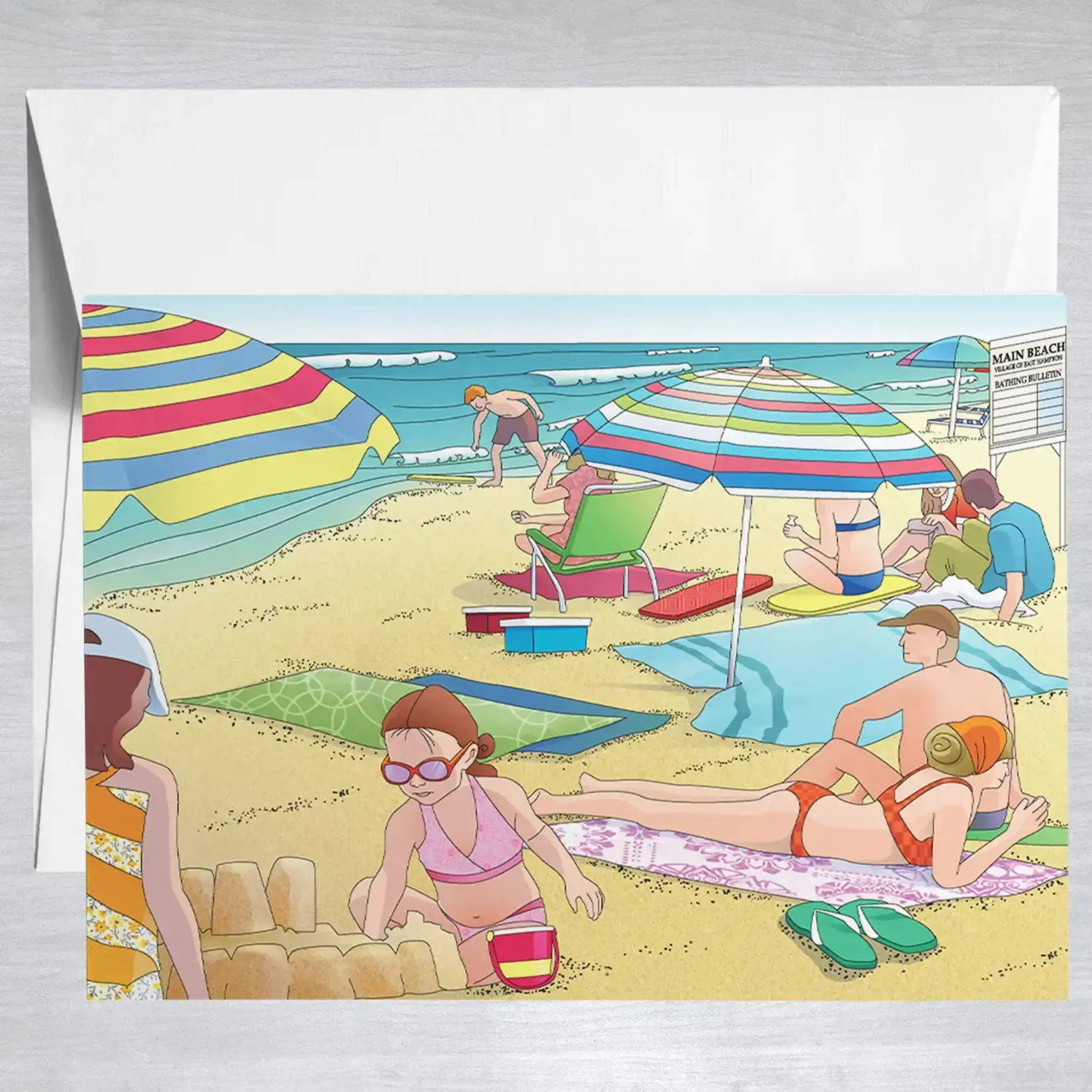 Color Our Town Note Card - Main Beach