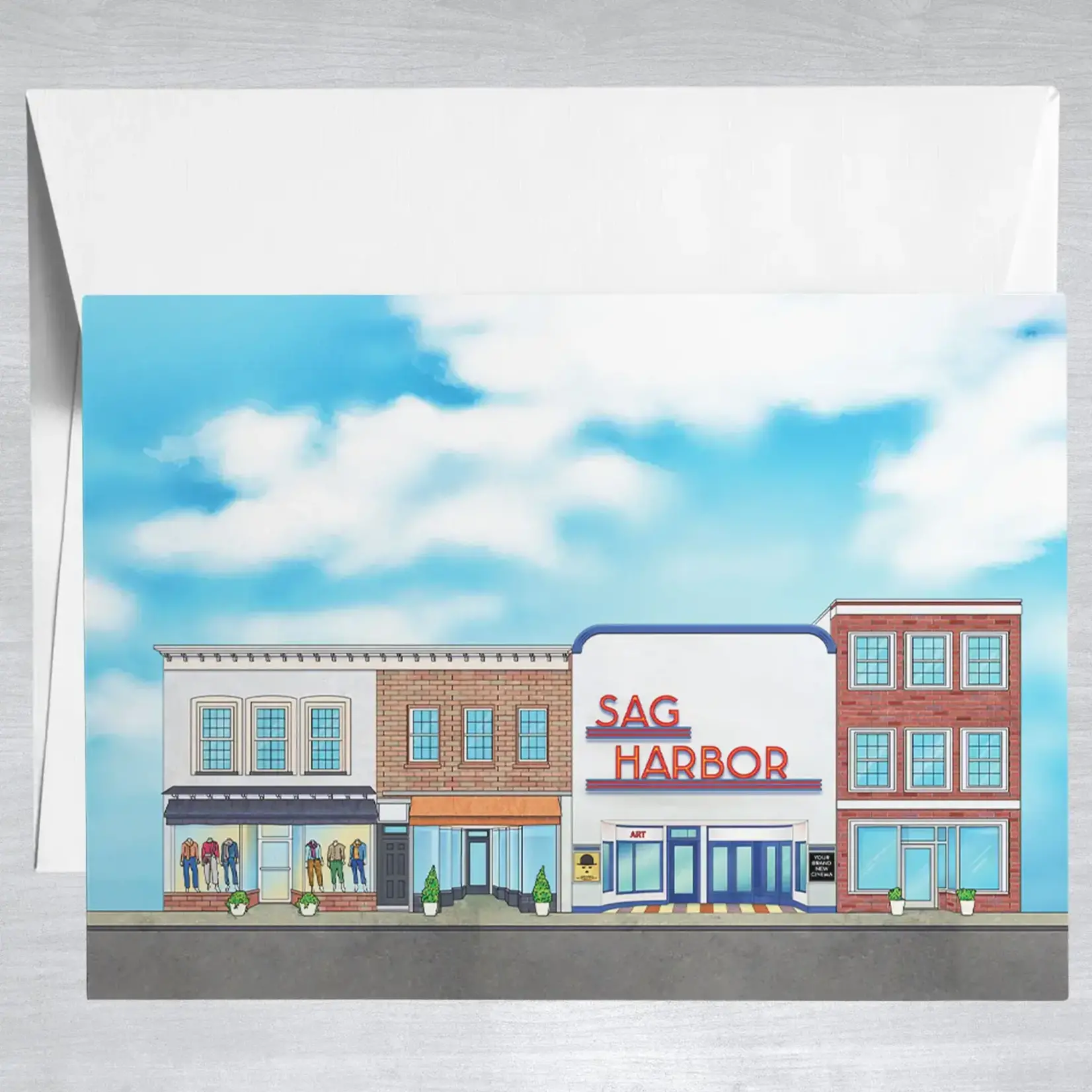 Color Our Town Notecard - Sag Harbor Cinema Street