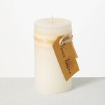 Sullivans Timber Pillar Candle, Melon White - 6”