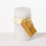 Sullivans Timber Pillar Candle, White - 6”