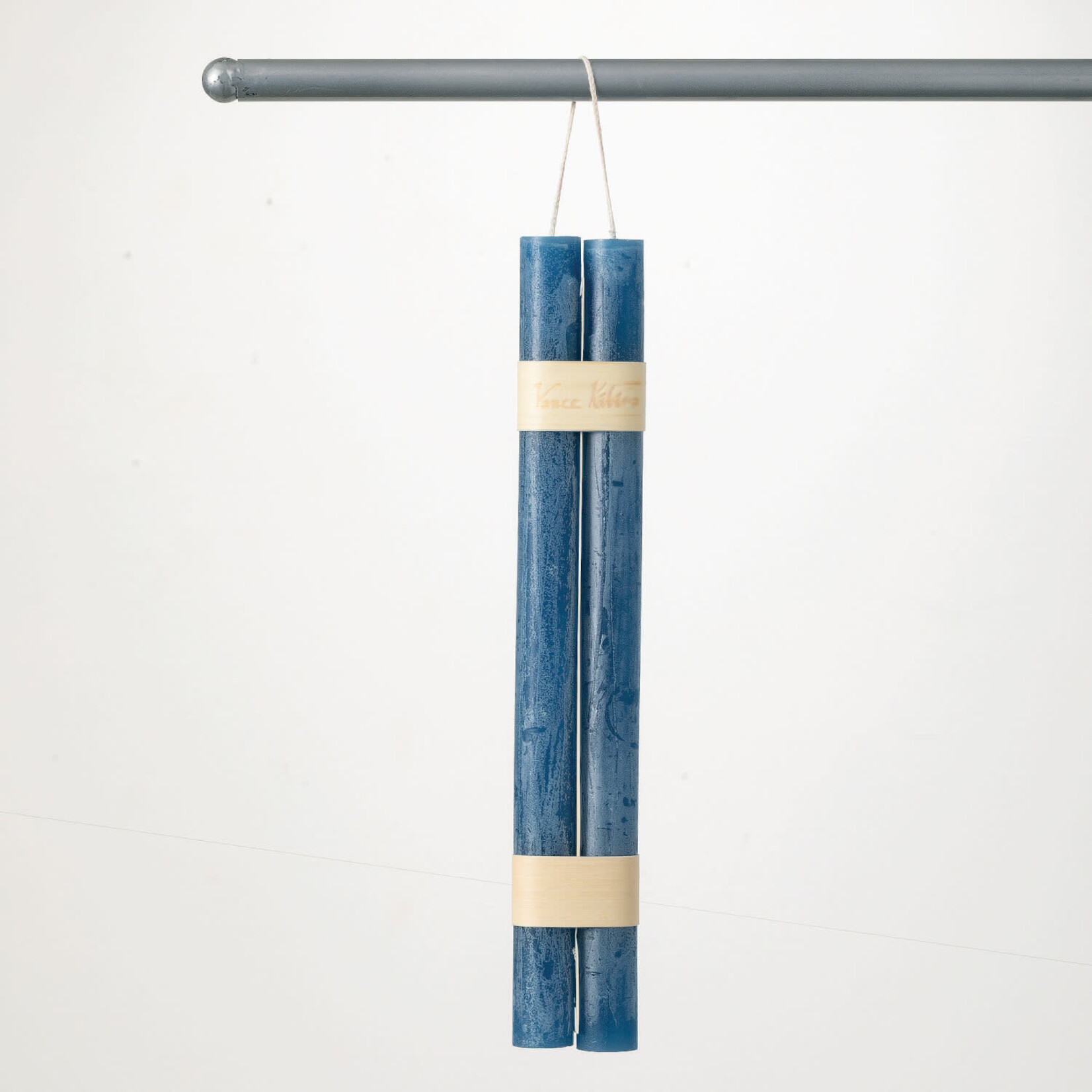 Sullivans Timber Taper Candle Hanging Pair, English Blue  - 12”