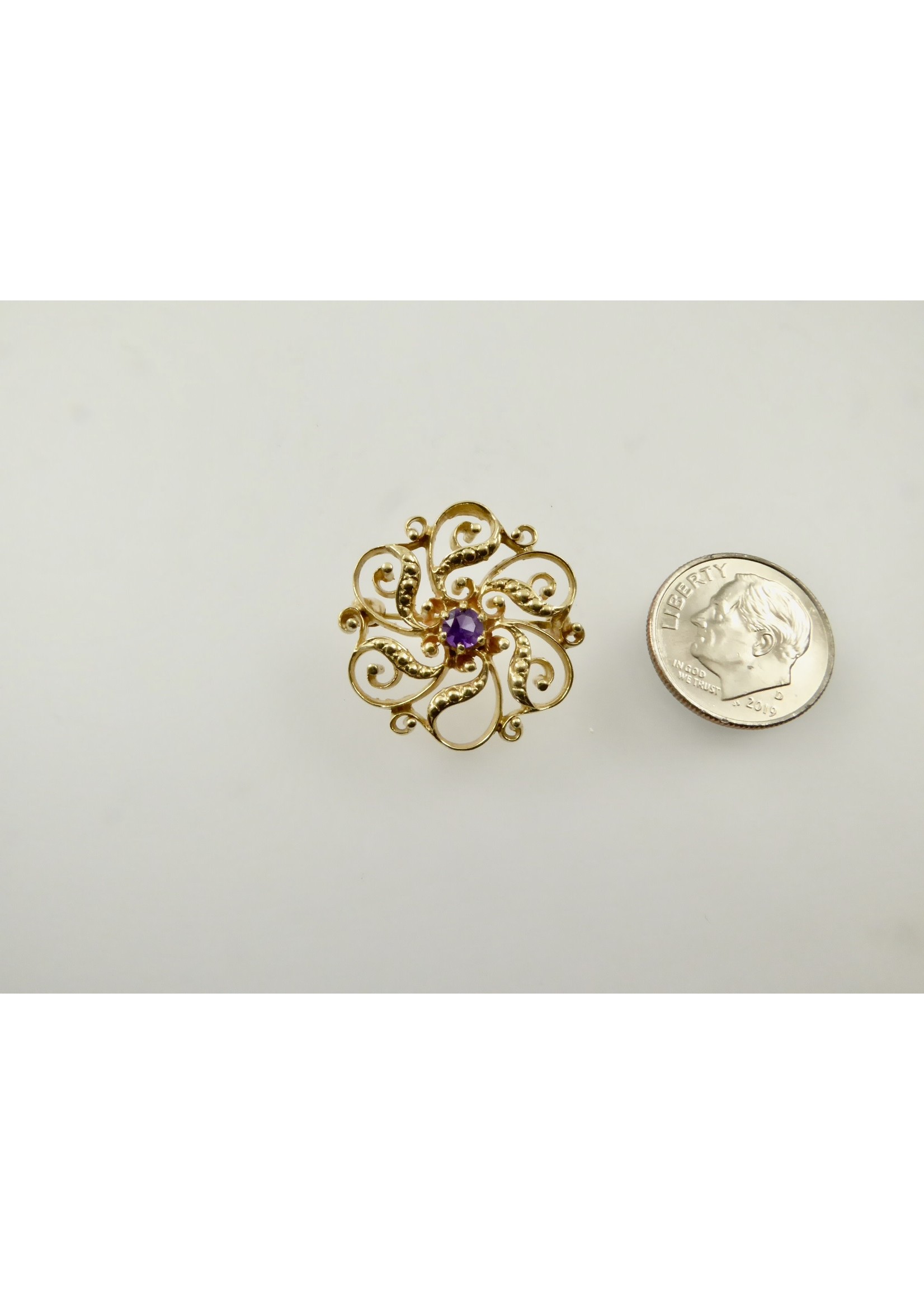 Lisa Kramer Vintage Jewelry Victorian Revival Brooch with Amethyst
