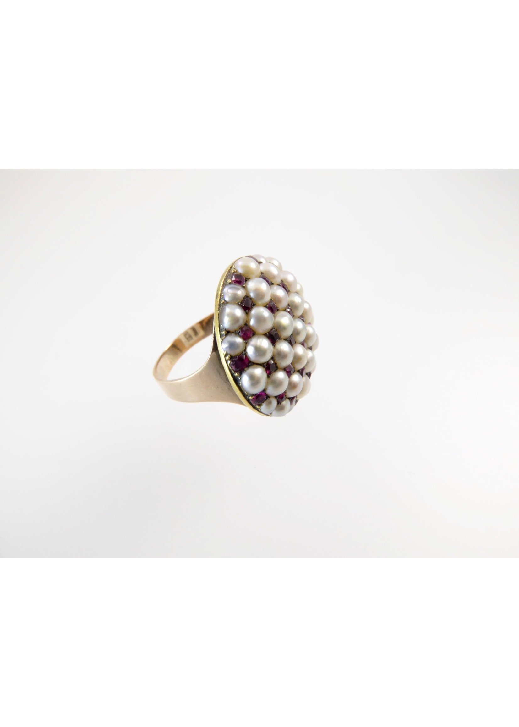 Lisa Kramer Vintage Jewelry Antique Ruby and Pearl Gold Ring