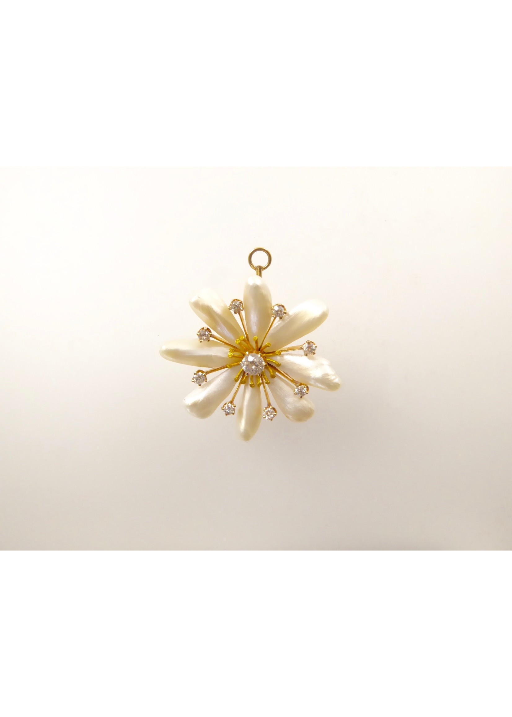 Lisa Kramer Vintage Jewelry Edwardian Diamond and Mississippi Pearl brooch/pendant