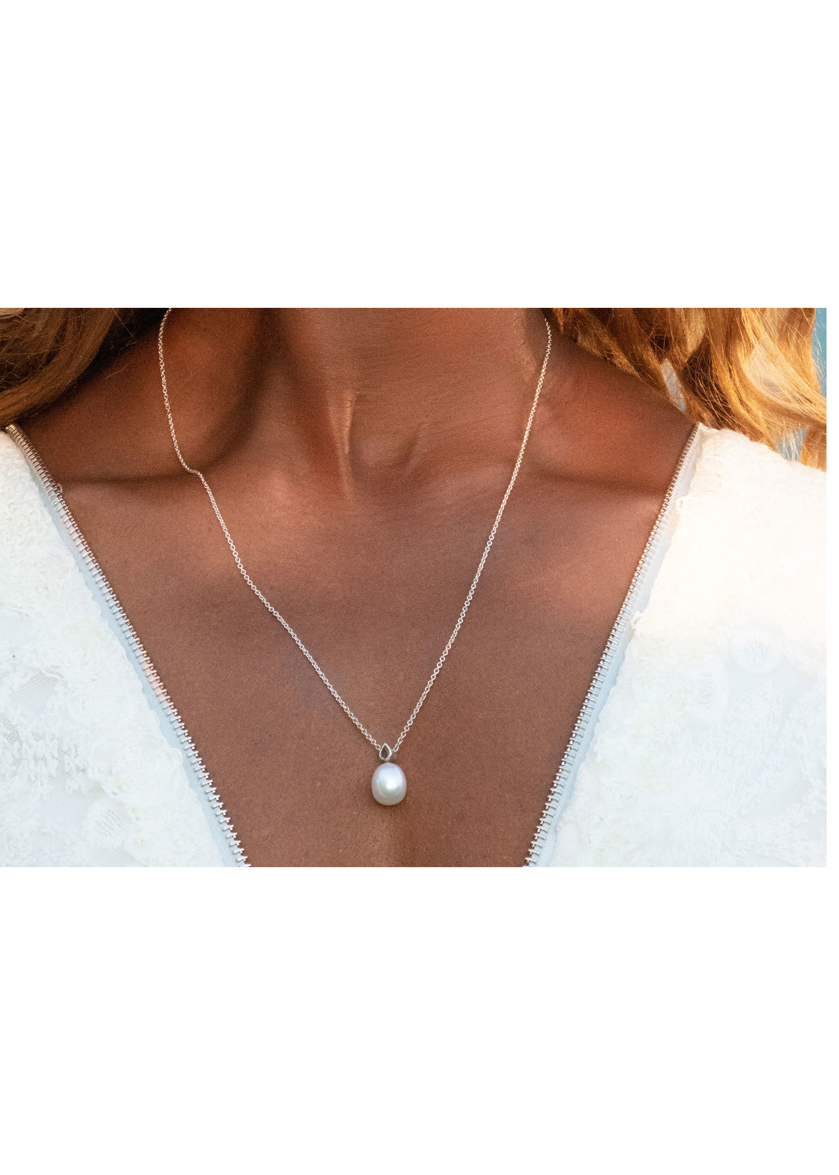 Michaela Farkasovska Designs PEARL DROP SLIDING NECKLACE, GOLD (white pearl)