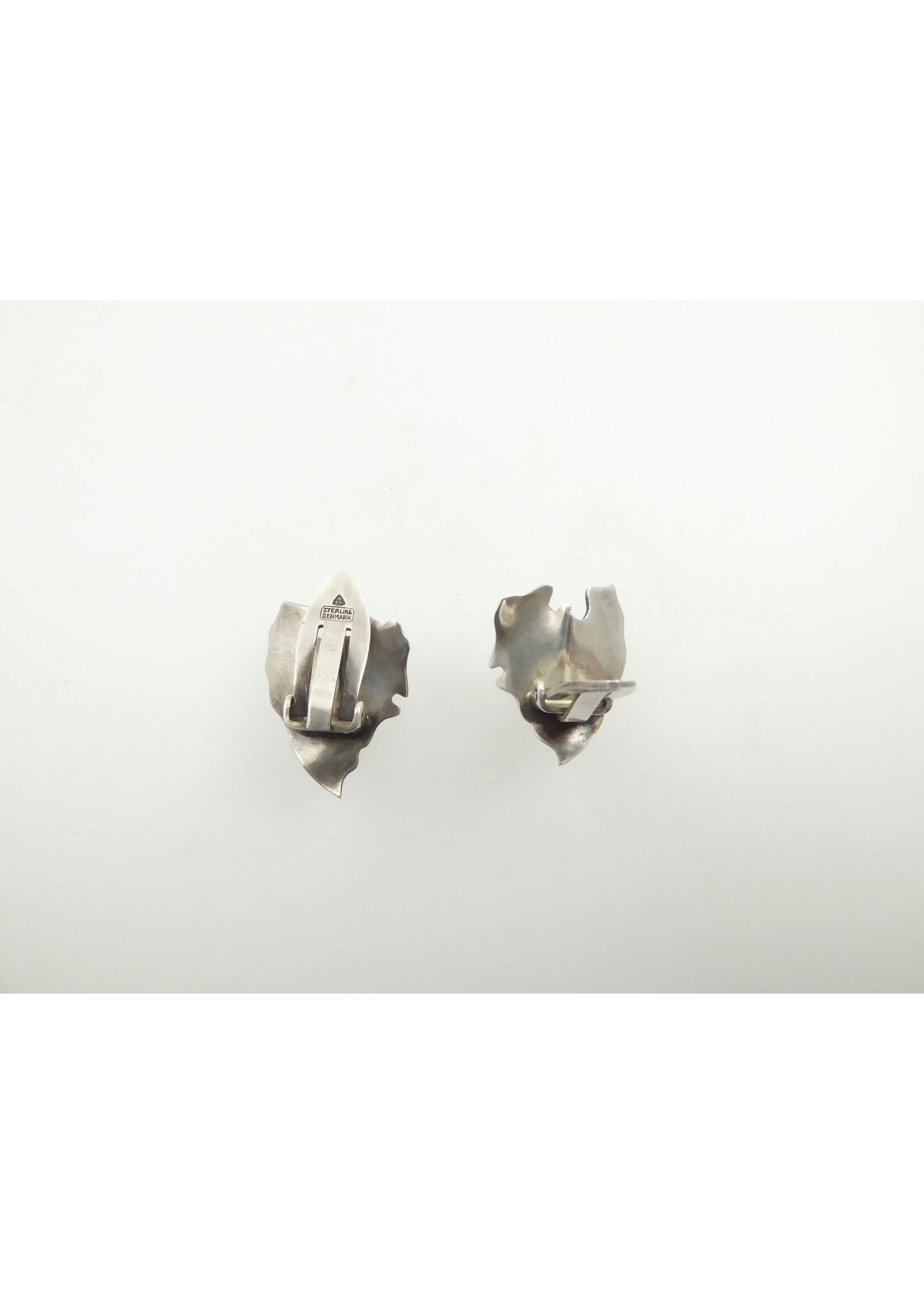 Lisa Kramer Vintage Jewelry Anton Michelsen Leaf Earrings - silver
