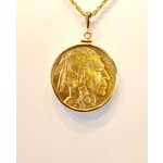 1 oz. $50 Gold Buffalo .9999 fine in 14KY Bezel