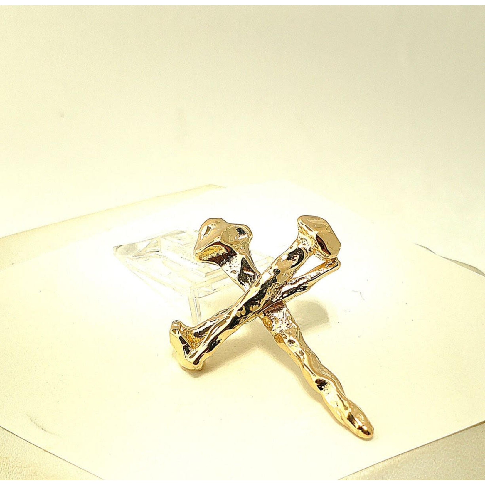 14K Yellow Small Three-Nail Cross Pendant Solid
