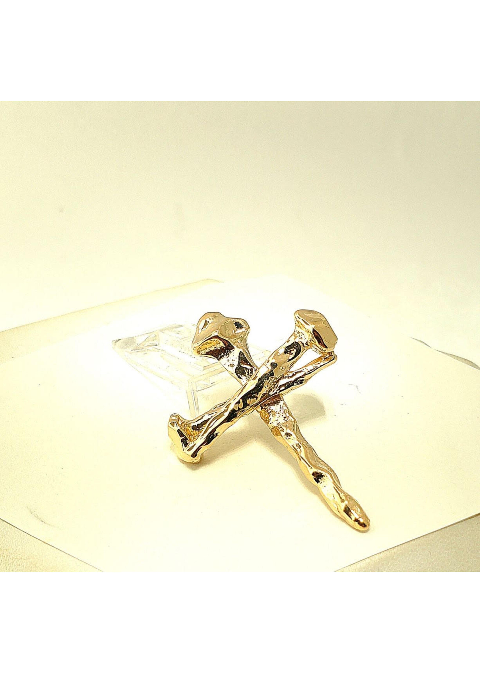 14K Yellow Small Three-Nail Cross Pendant Solid