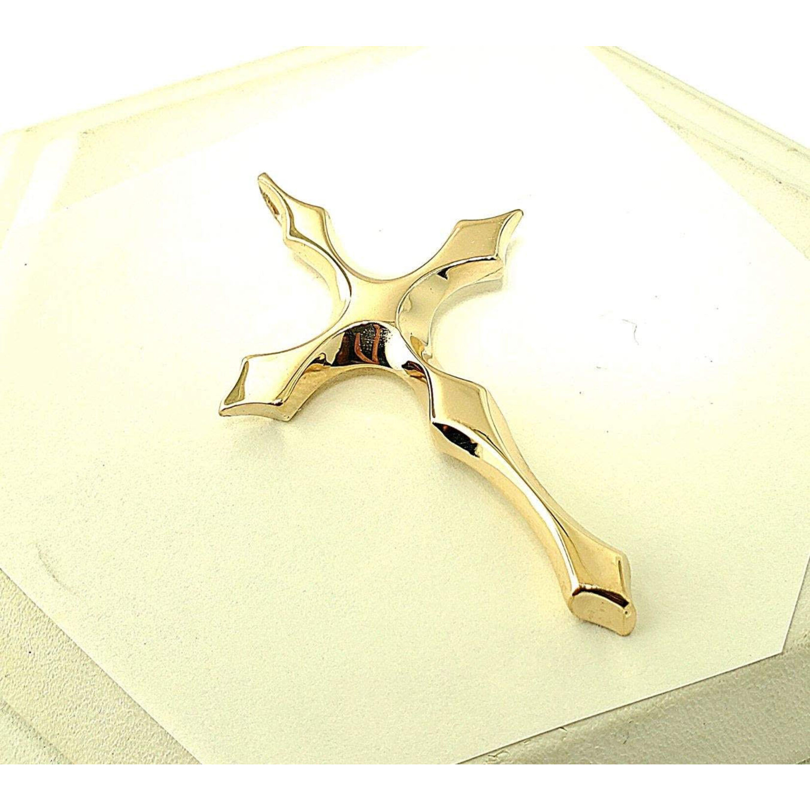 14K Yellow Carved Cross Solid 11.3 grams
