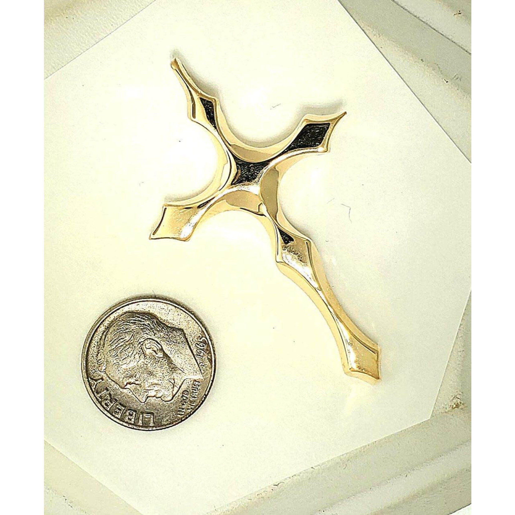 14K Yellow Carved Cross Solid 11.3 grams