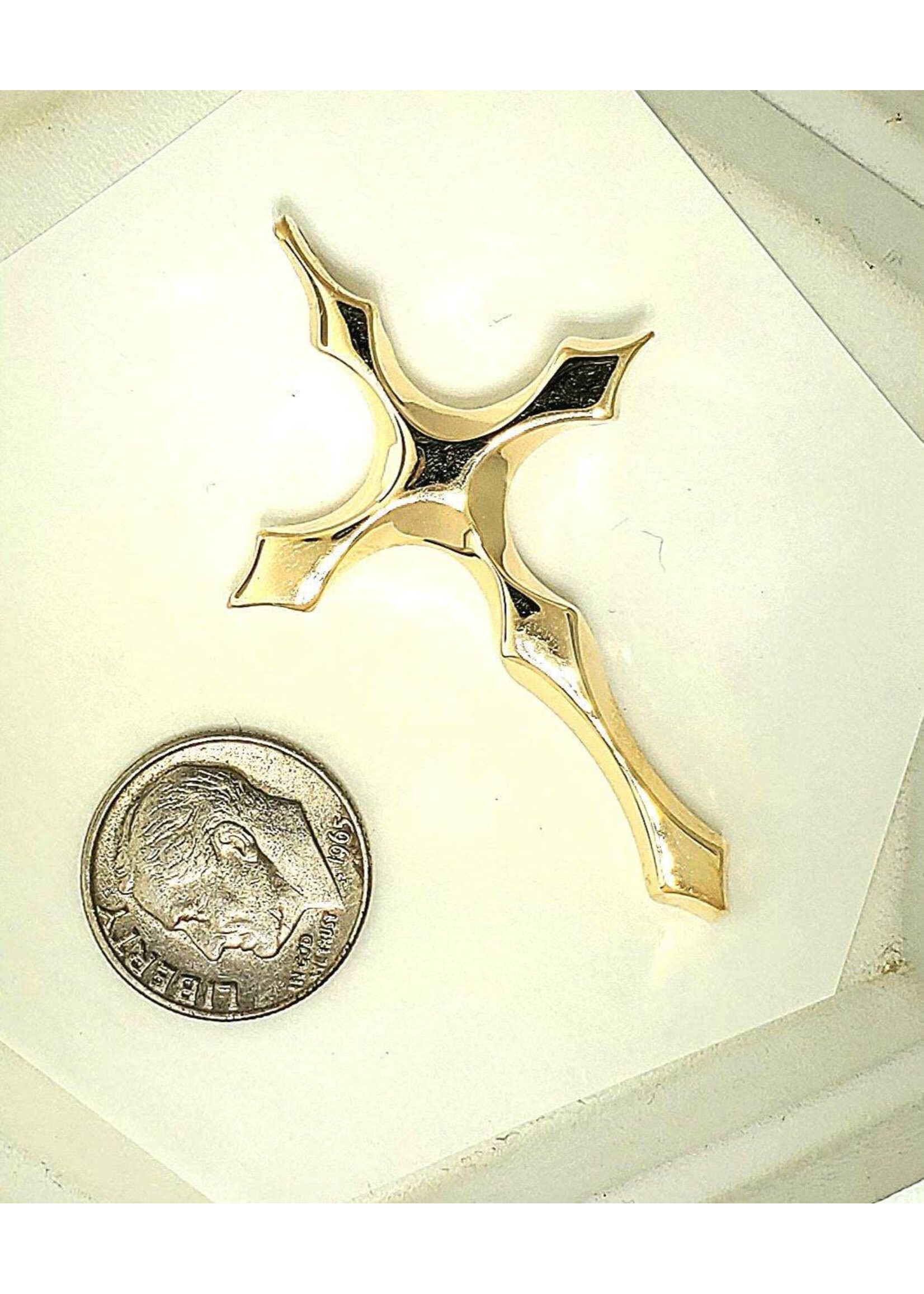 14K Yellow Carved Cross Solid 11.3 grams