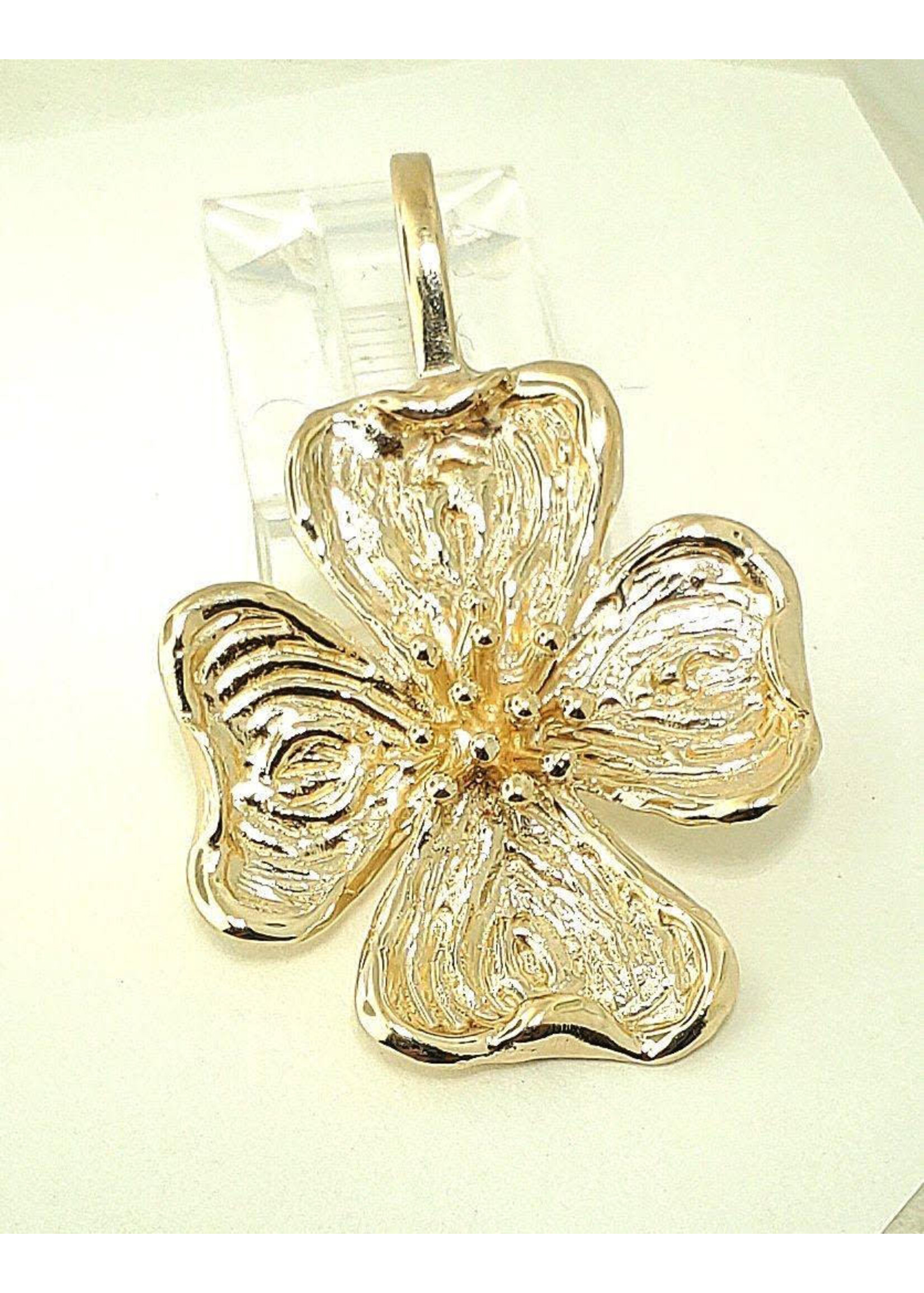 14K Yellow XL Dogwood Pendant