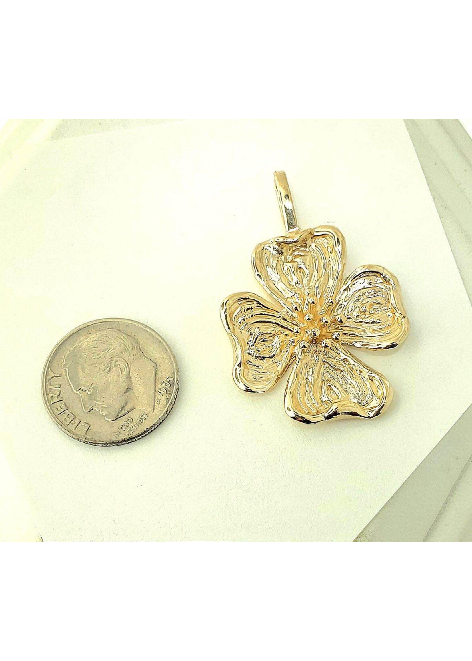 14K Yellow XL Dogwood Pendant