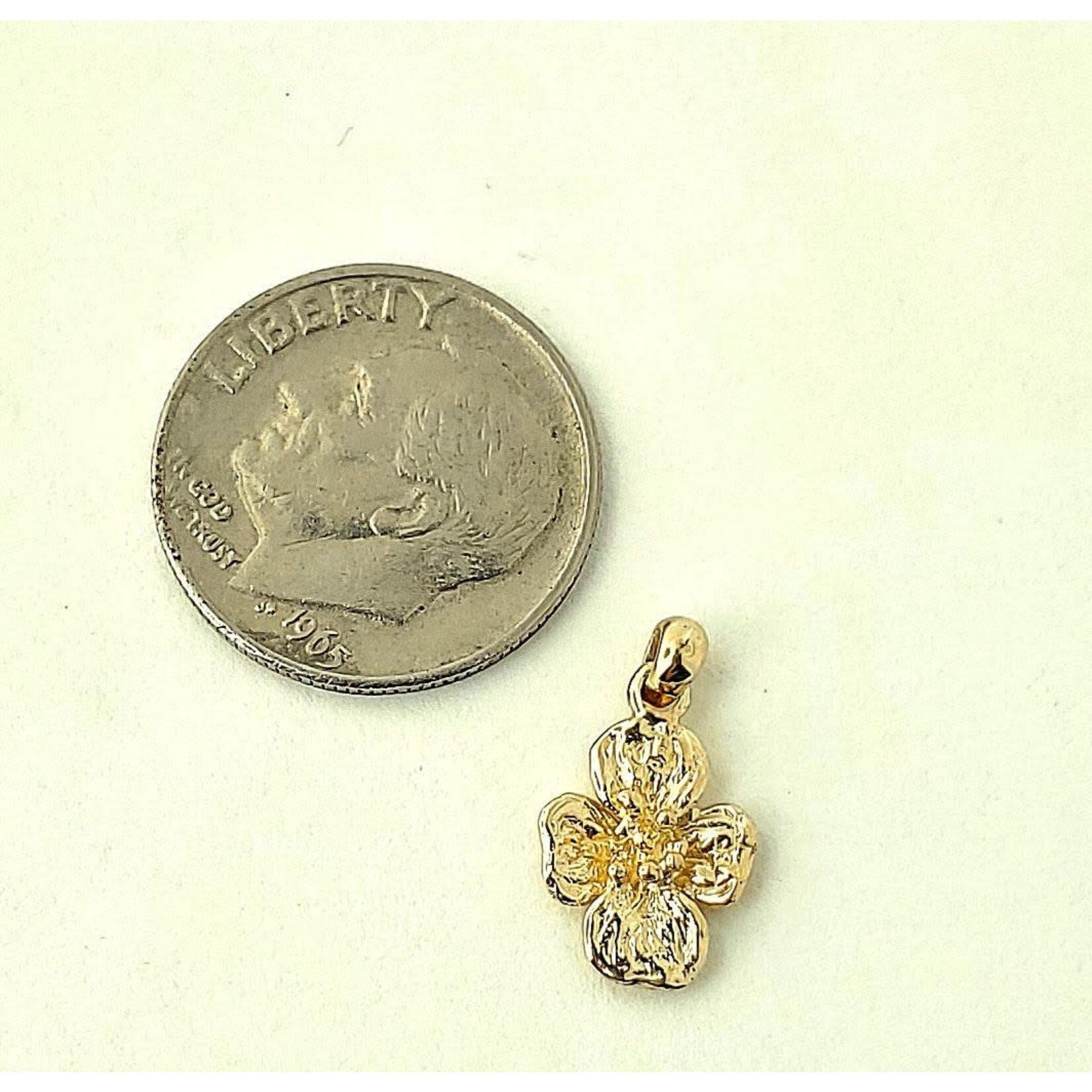14K Yellow Small Dogwood Pendant