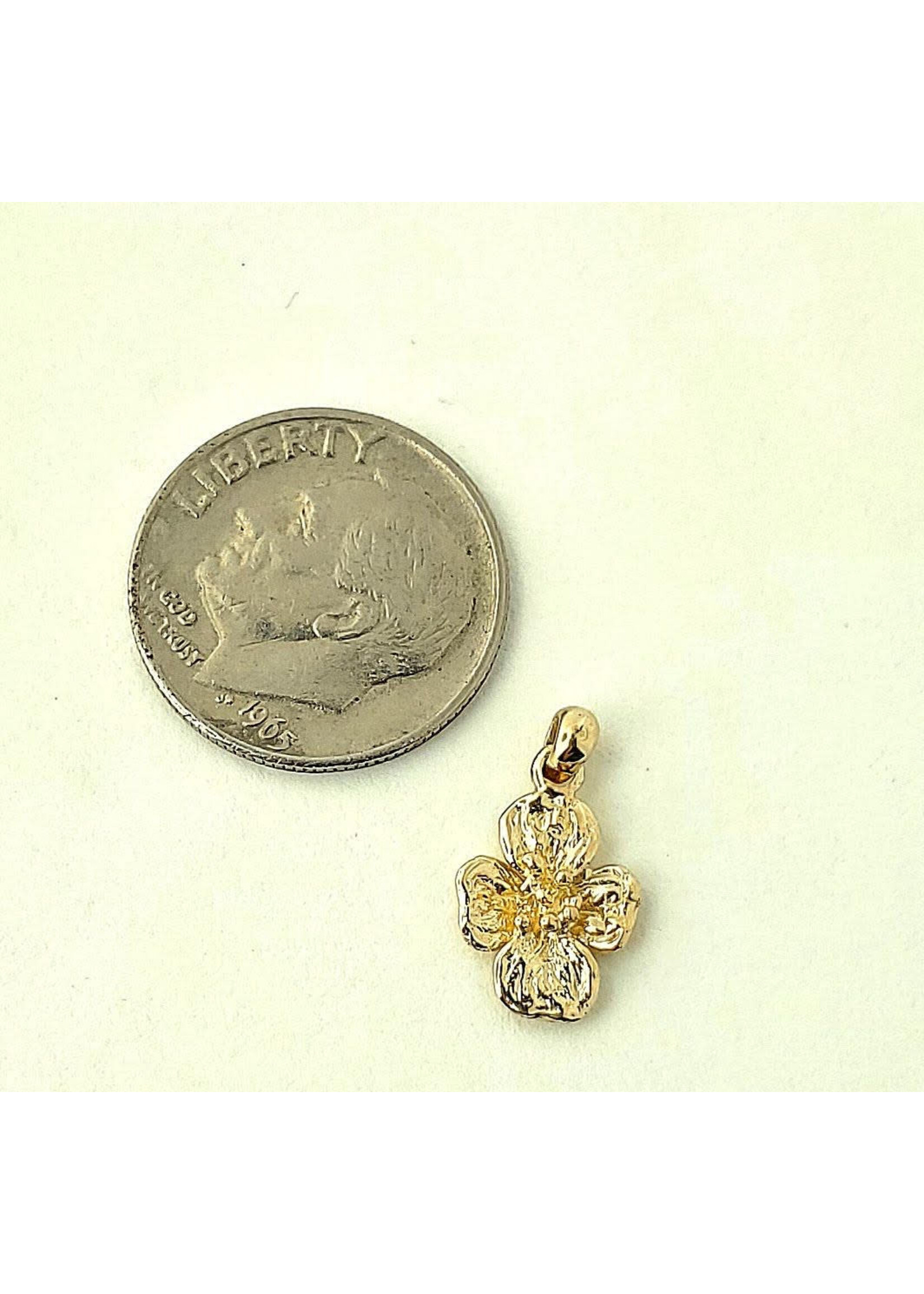 14K Yellow Small Dogwood Pendant