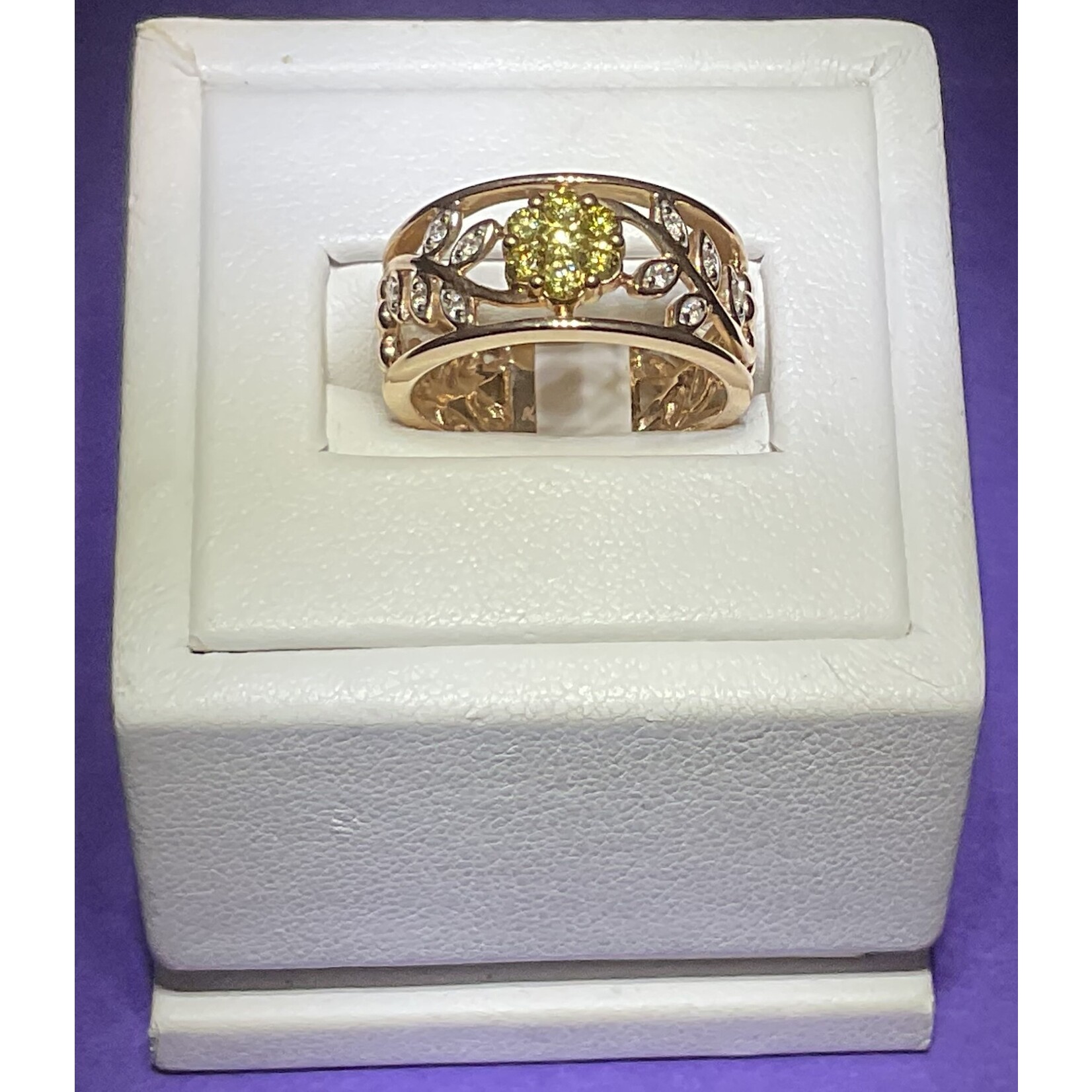 14KR 1/2ctw Canary & White Dia SZ 7