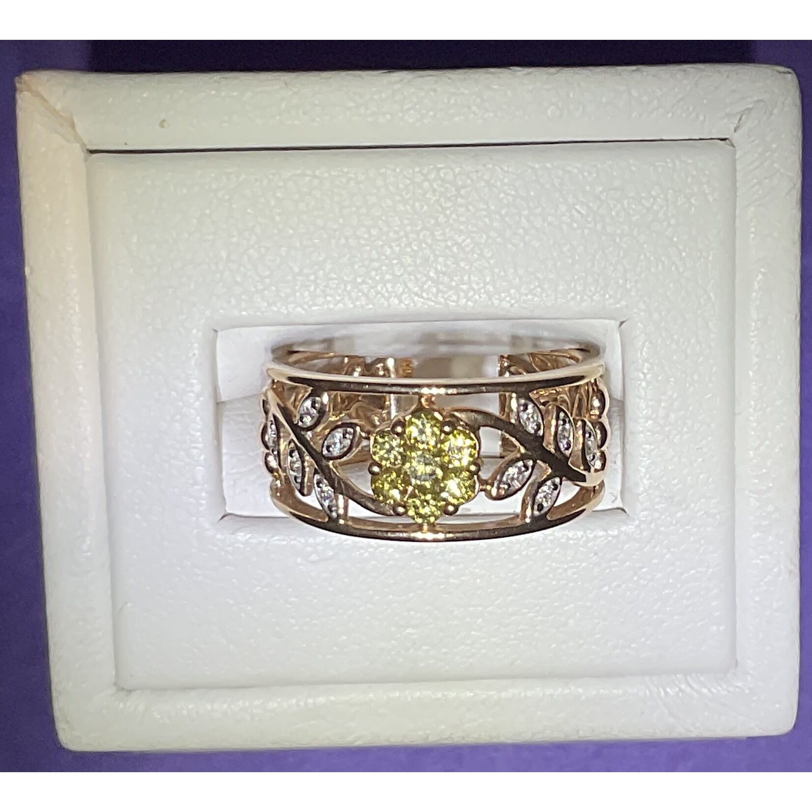 14KR 1/2ctw Canary & White Dia SZ 7