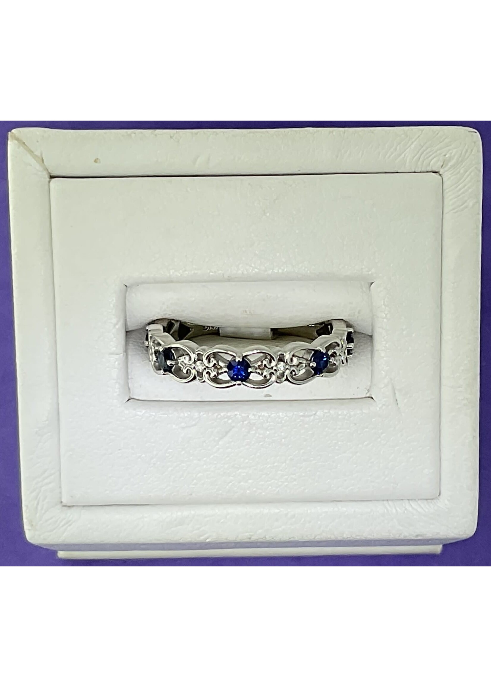 14KW SAPPHIRE & DIA RING SZ. 7