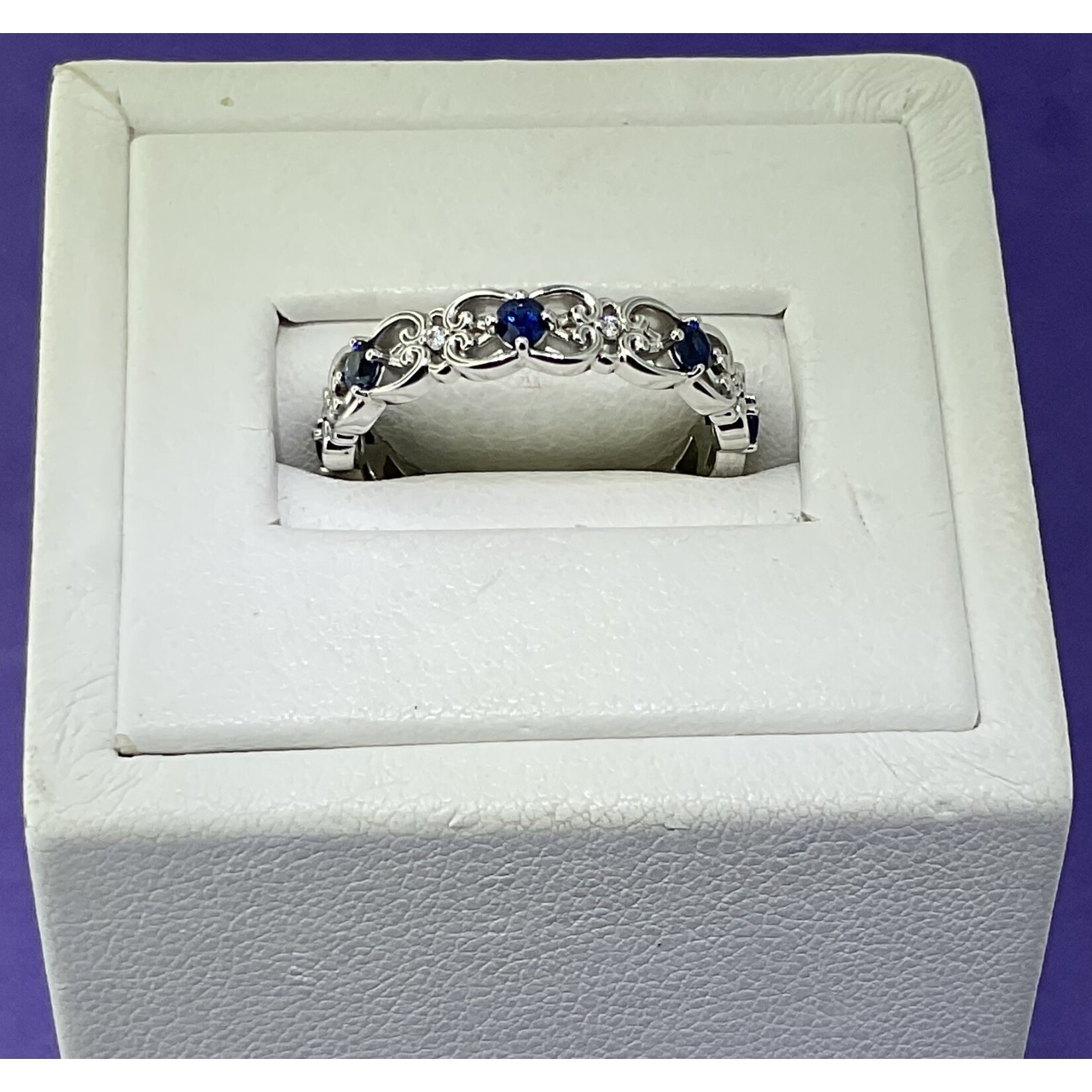 14KW SAPPHIRE & DIA RING SZ. 7