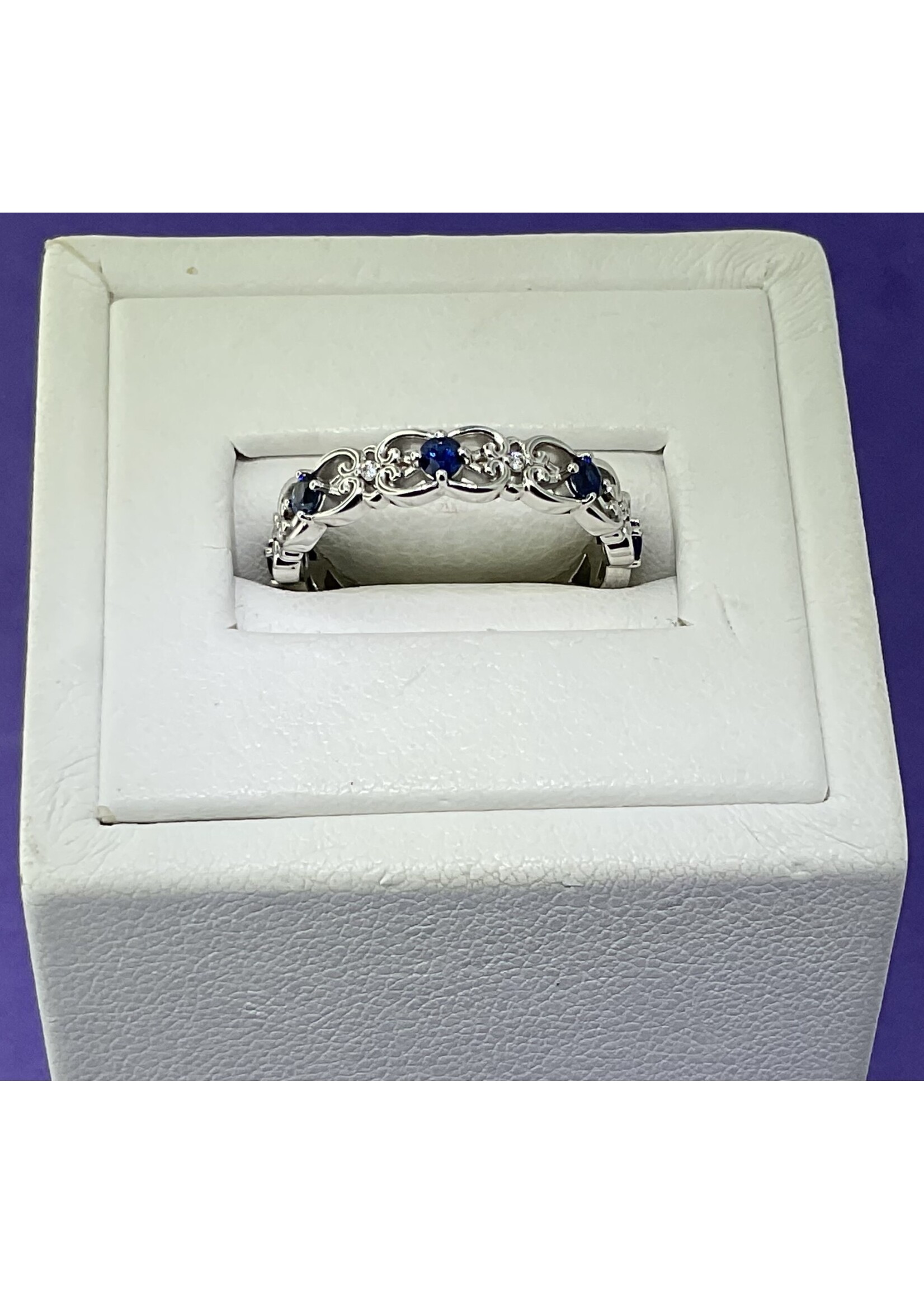 14KW SAPPHIRE & DIA RING SZ. 7