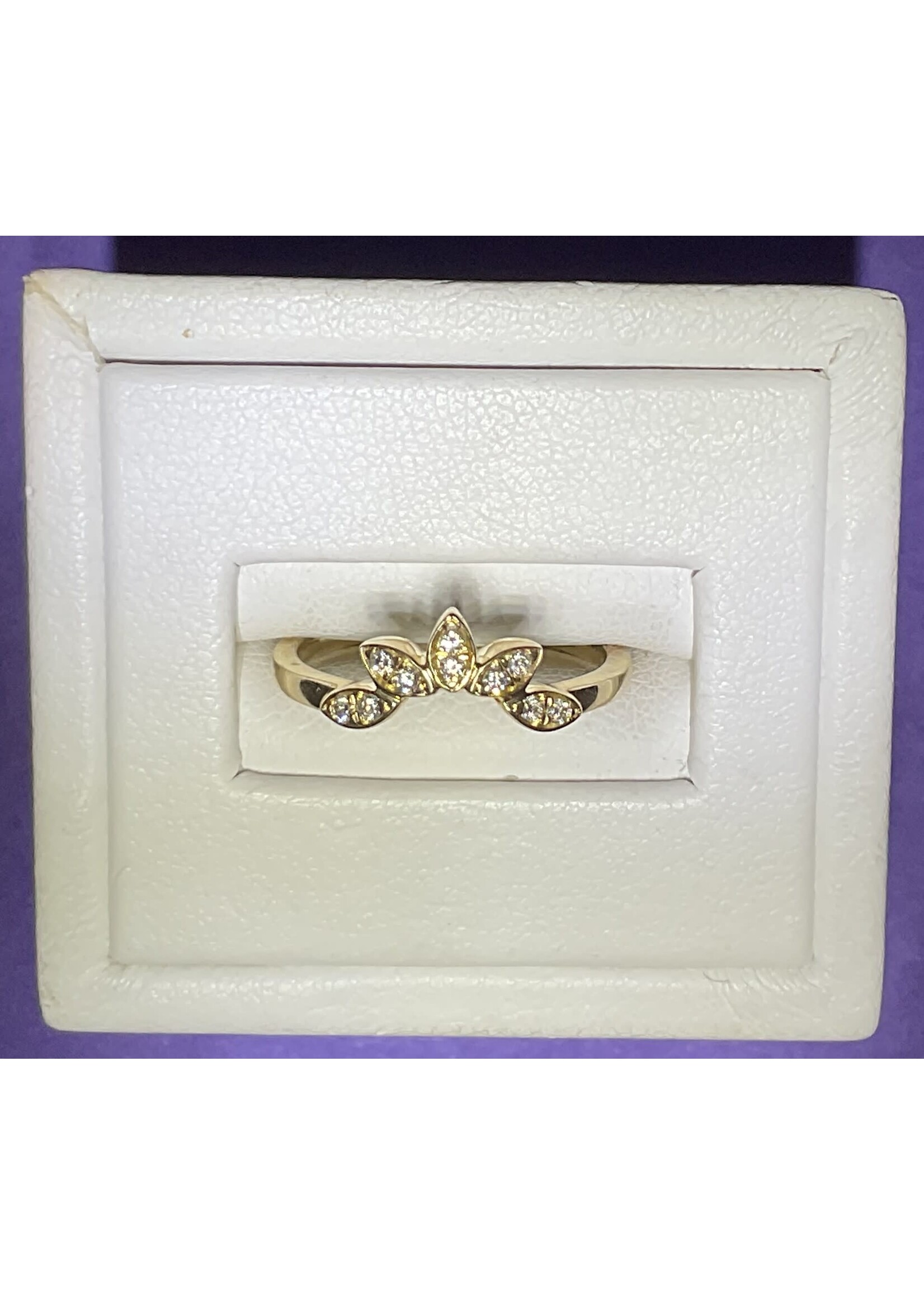 14KY 0.13ctw  Dia. Leaf Contour Ring Sz. 6.5