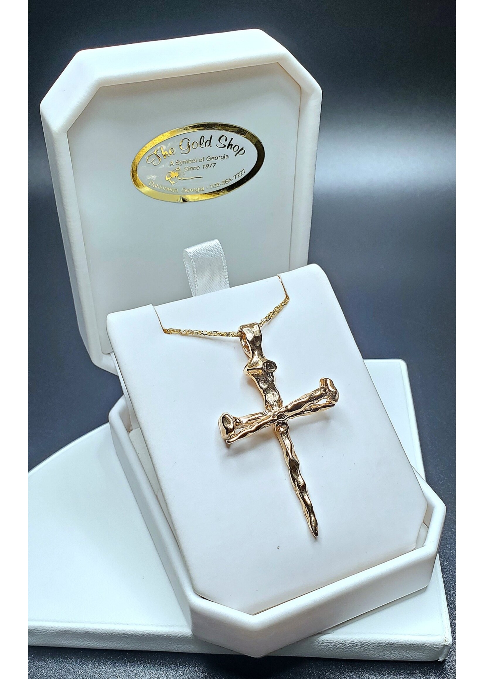14k 3 Large Nail Cross Pendant