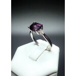14 Karat White Gold 1 ct. Radiant Cut Color Changing Garnet w/ Diamond Accents Ring Size 7