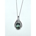 14 Karat White Gold 2.03 Carat Natural Green Tourmaline Necklace