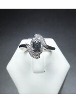 14 Karat White Gold 0.49 Carat Natural Alexandrite w/ Natural Diamond Accents Sz. 7
