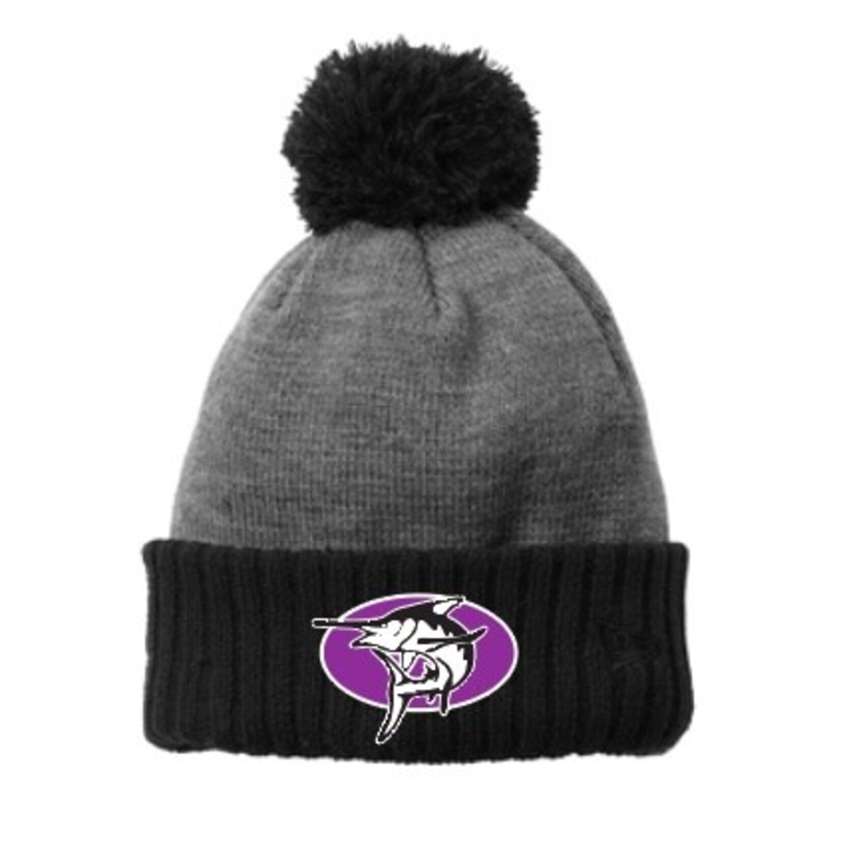 Potomac Marlins Colorblock Cuffed Pom Beanie